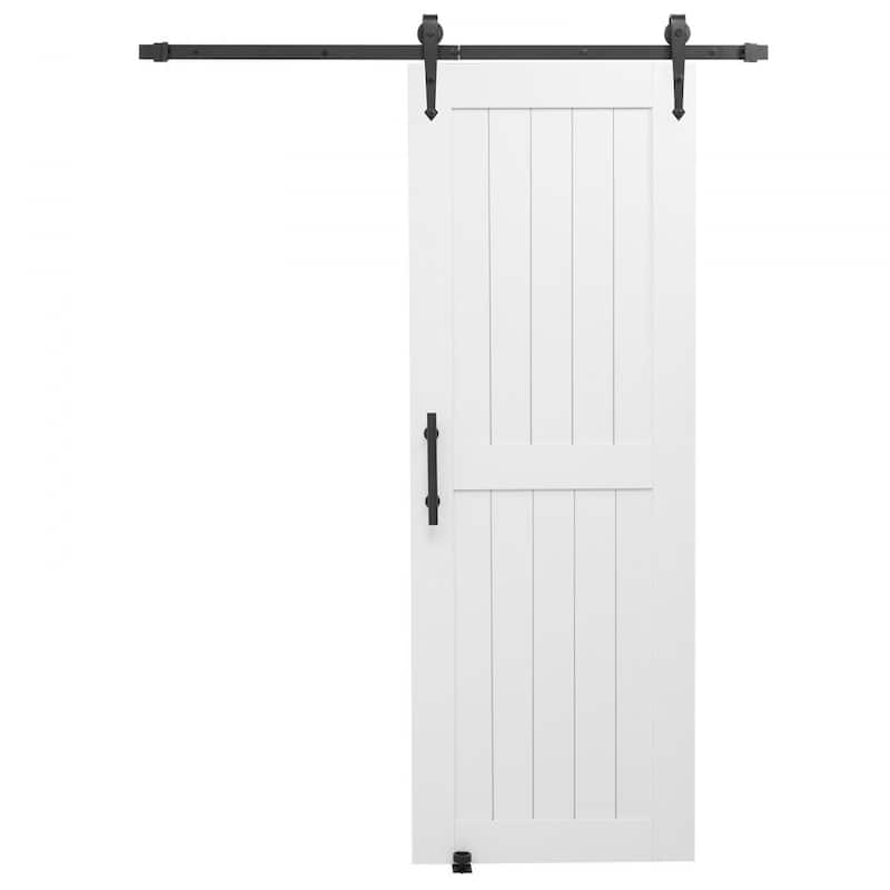 White MDF Pine Sliding Barn Door with Waterproof PVC Coating