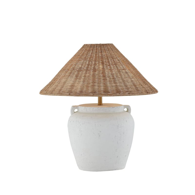 Marietta 23" Table Lamp with Rattan Shade, White