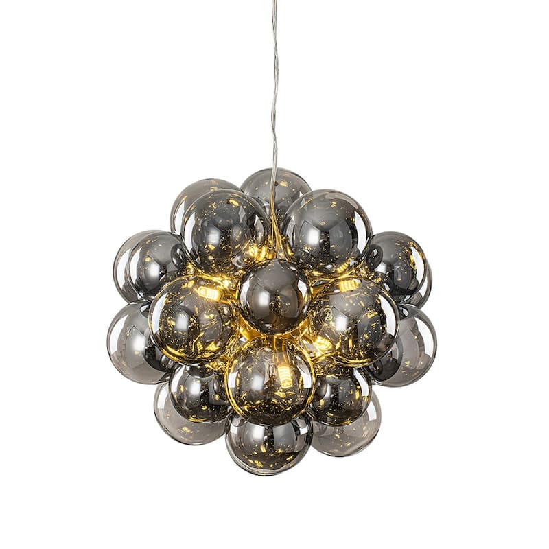 Art Deco 6-Light Dimmable Cluster Smoked Glass Bubble Chandelier