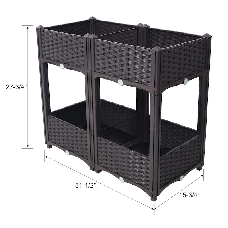 Modern Minimalist Garden Bed with Drainage Plug Raised Bottom Drainage Holes, for Vegetable Flower Herb Outdoor - 8' x 10'