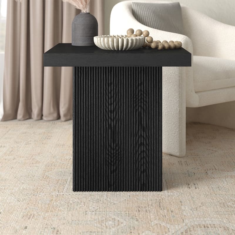 Torren 22" Wide Square Fluted Side Table - 22" Wide