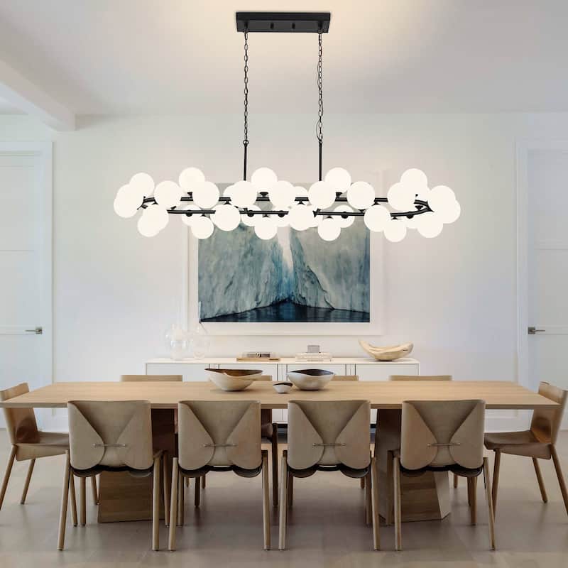 40-light Modern Large Bubble Sputnik Chandelier in Black for Dining Room