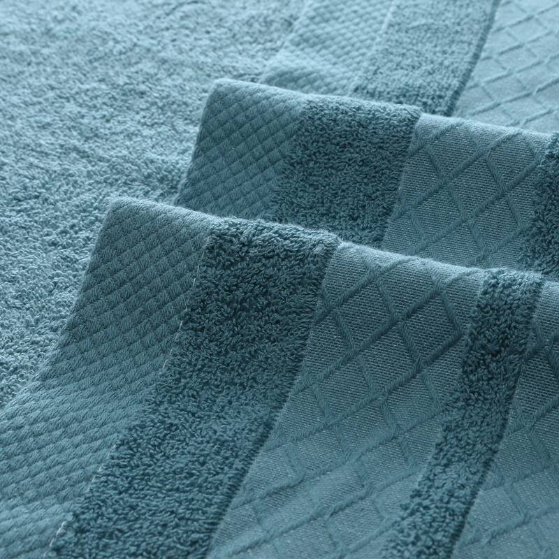 Striped 2-Piece Cotton Bath Towels, Absorbent and Light Weight Towels for Bathroom, Hotel, Spa 28" x 56" - Blue