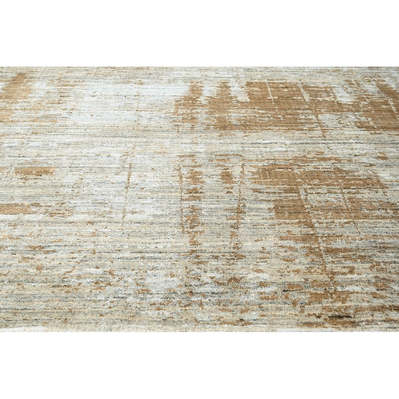 Hand Knotted Oushak 100% Wool Modern Oriental Area Rug Gray, Beige - 7' 7'' x 9' 11''