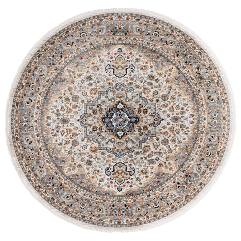 SAFAVIEH Lauren Ralph Lauren Metanet Transitional Rug - 6'7" Round - Ivory/Grey