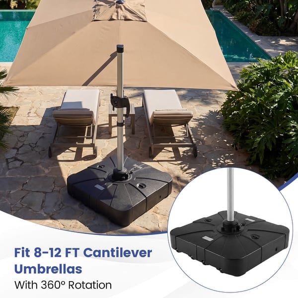 costway patio umbrella base Costway 375 LBS Outdoor Cantilever Umbrella Base with Wheels for - See Details