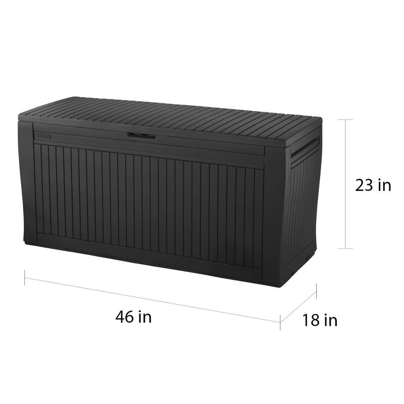 Keter Comfy 71 Gallon Durable Resin Outdoor Storage Deck Box For Furniture and Supplies, Brown