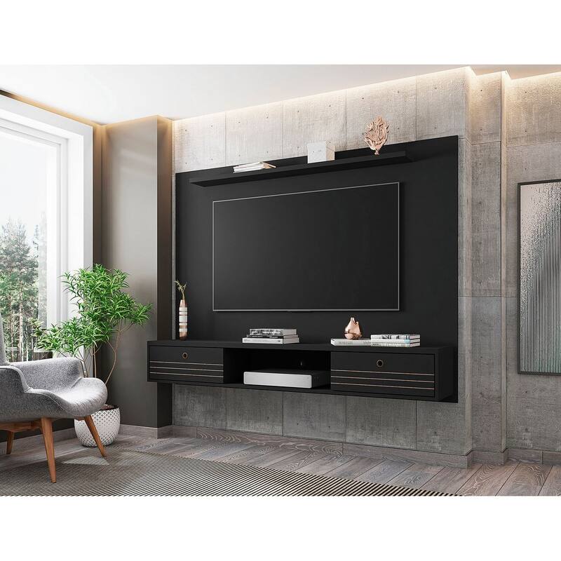 Liberty Mid Century Modern Wood 70.86 Floating Living Room Entertainment Furniture