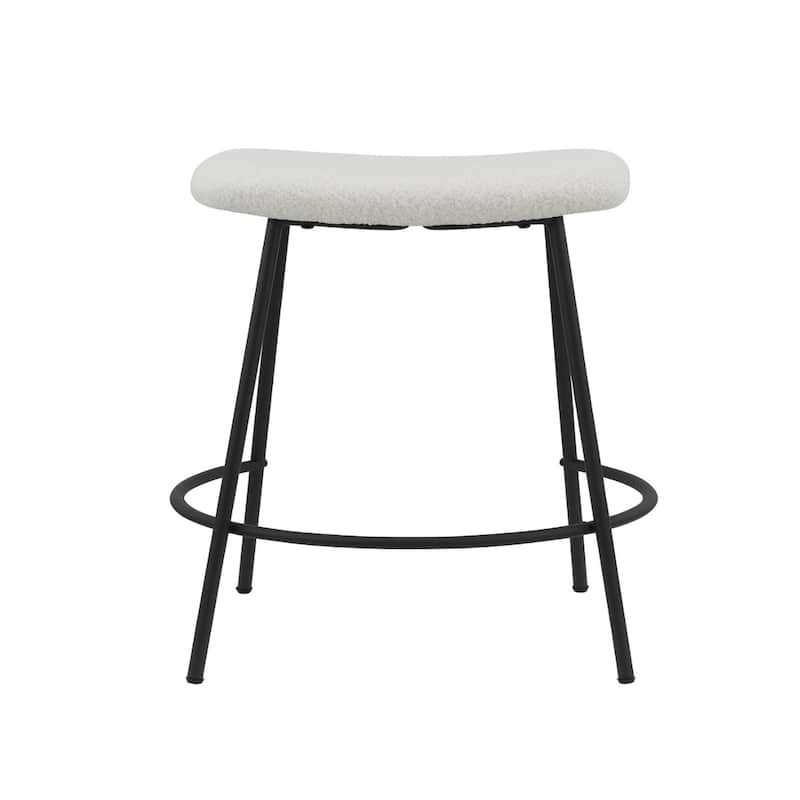 Fabric Backless Counter Height Bar Stools with Black Metal Frame Set of 2 - 19.19” x 19.5” x 25.5” (D x W x H)