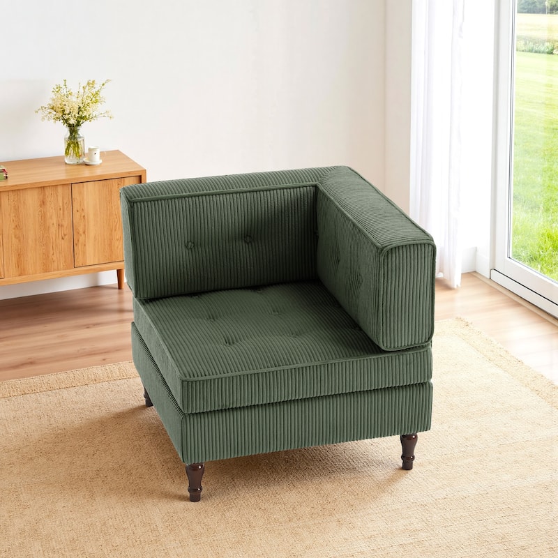 32.57" W Upholstered Corduroy Corner Accent Chair