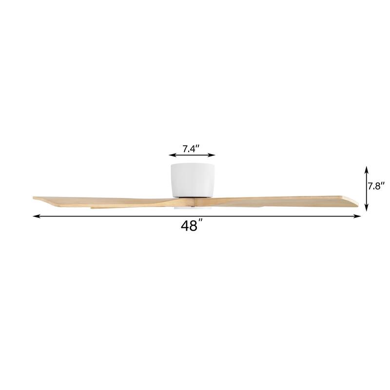 MLiAN 48" 4 Blades Indoor DC Flush Mount Ceiling Fan with Remote