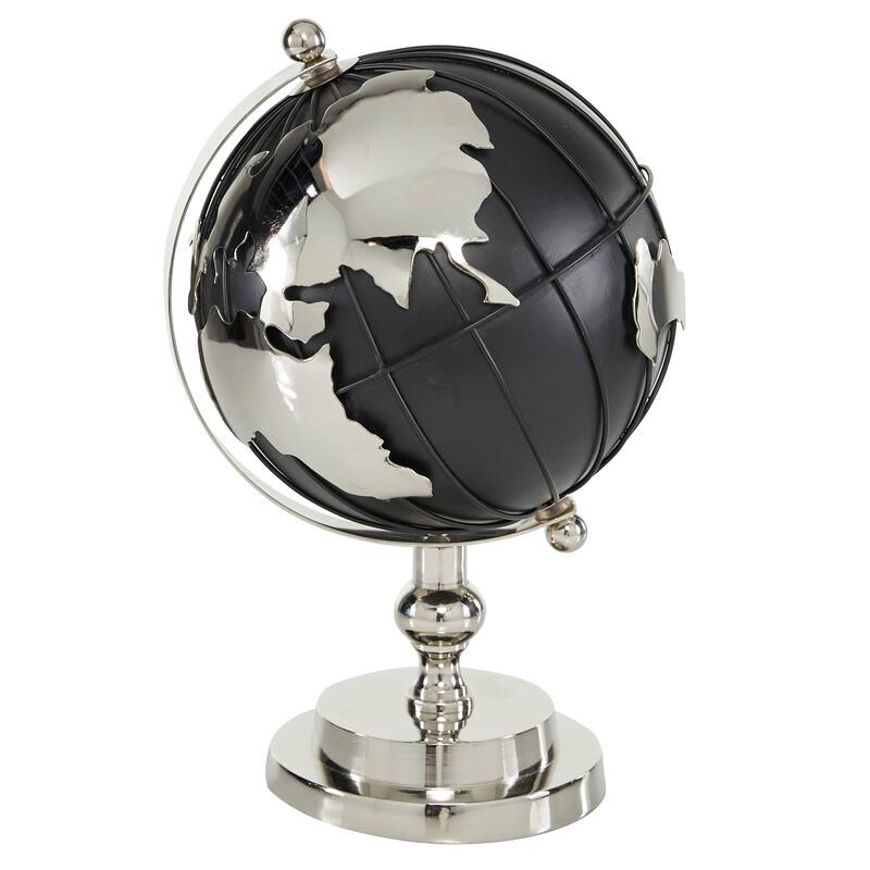 Black Aluminum Globe with Silver Accents