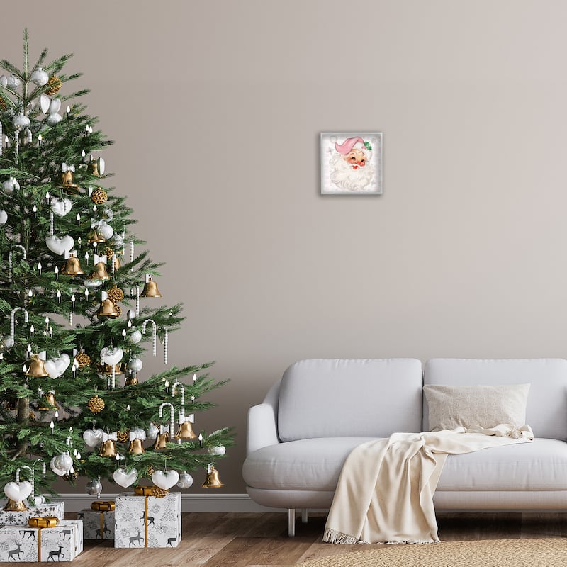 Stupell Pastel Vintage Jolly Santa Framed Giclee Art Design By Mollie B.