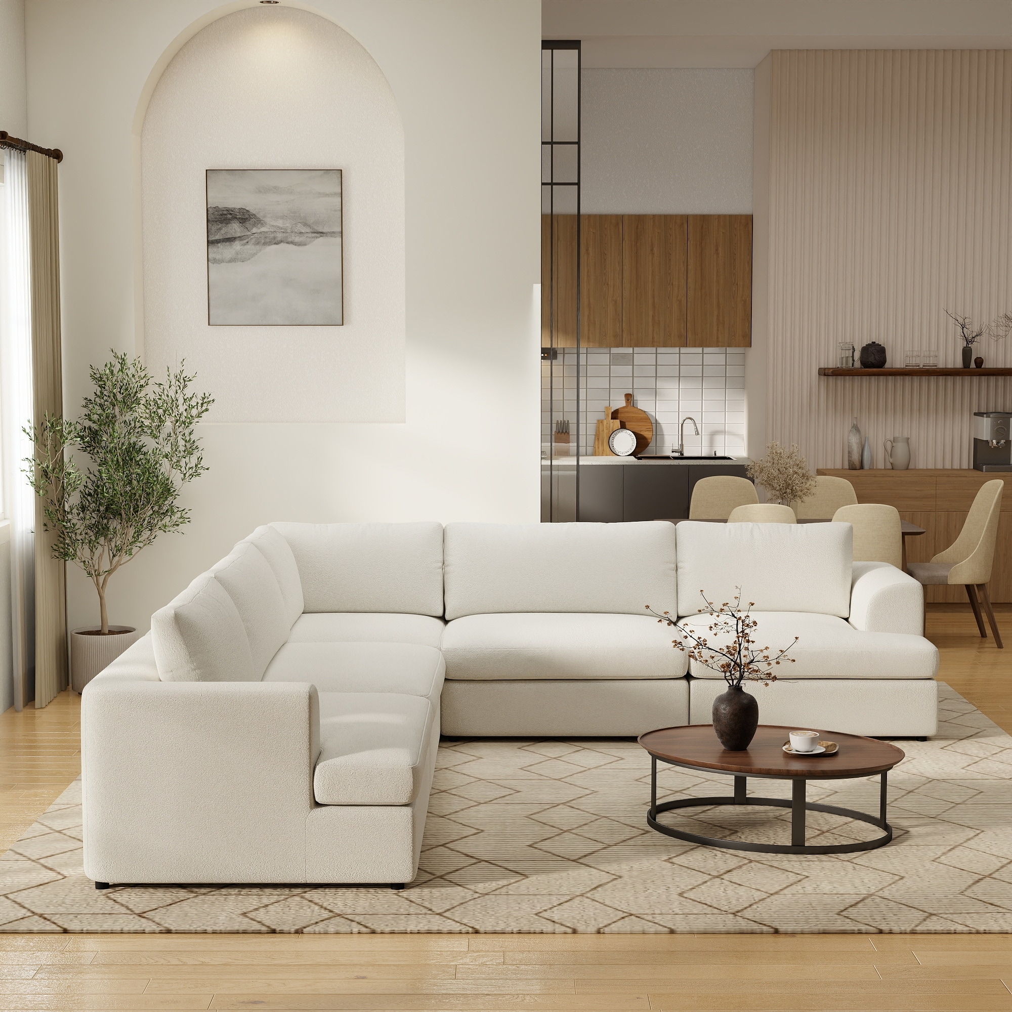 118.11" Oversized L-Shaped Sectional Sofa – Modern Modular Cloud Couch, Compression Foam Sofa for Living Room