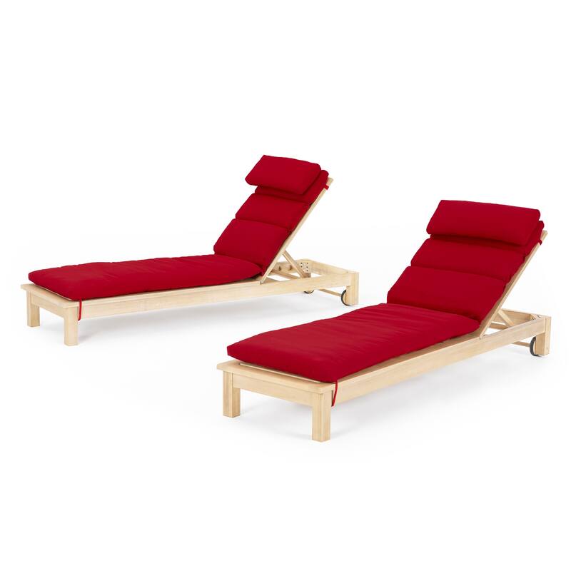 Kooper 2 Piece Sunbrella Outdoor Patio Chaise Lounges With Cushions - Sunset Red