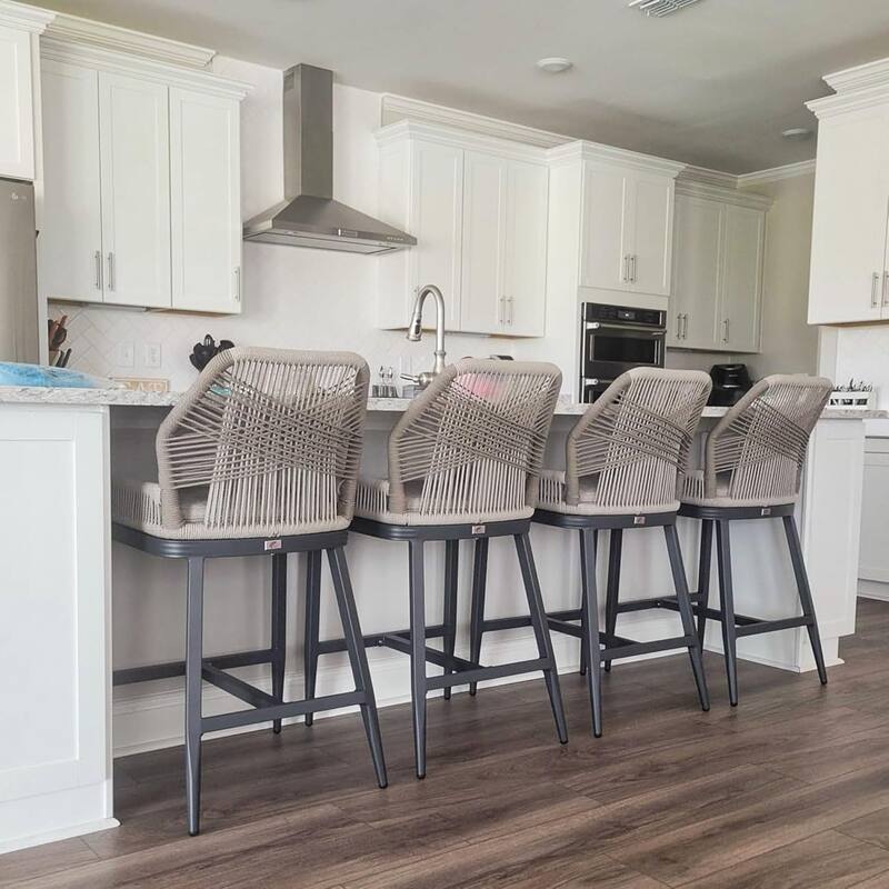 PURPLE LEAF 2 Set of Modern Bar Stool with Backrest and Arm,Upholstered Chair and Aluminum Legs
