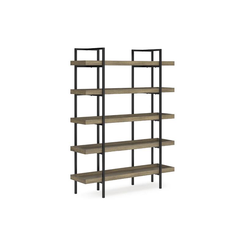 Signature Design by Ashley Montia Black/Brown 76" Bookcase - 58" W x 17" D x 76" H