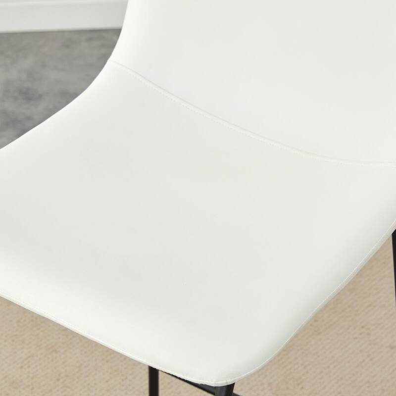 Set of 2 Modern Minimalist Style PU Material Bar Stools -White, suitable for kitchen, bar, and modern home design, with