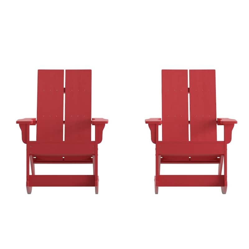 Indoor/Outdoor modern 2-Slat Adirondack Poly Resin Rockers - Set of 2