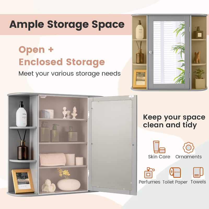 Multipurpose Wall Surface Bathroom Storage Cabinet Mirror - See Details
