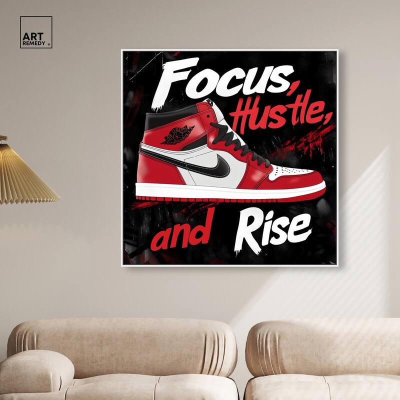 Hustle and Rise Sneaker Red Canvas by Art Remedy