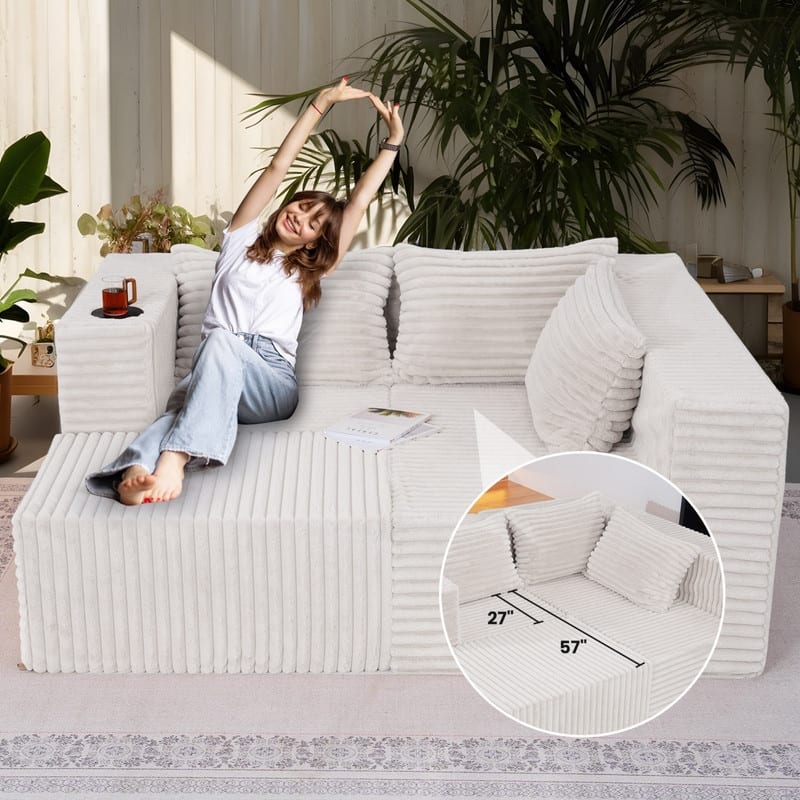 Cloud Sectional Couch with Chaise, L Shaped Modern Modular Sofa