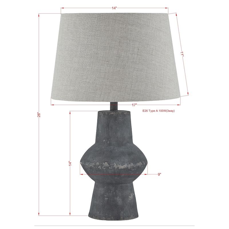 Portland 26" Table Lamp with Linen Shade, Dark Gray (Set of 2)