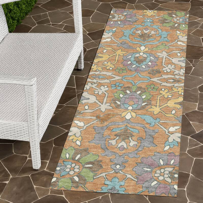 Machine Washable Indoor/ Outdoor Traditional Blanca Chantille Rug - Copper - 2'3" x 7'6"