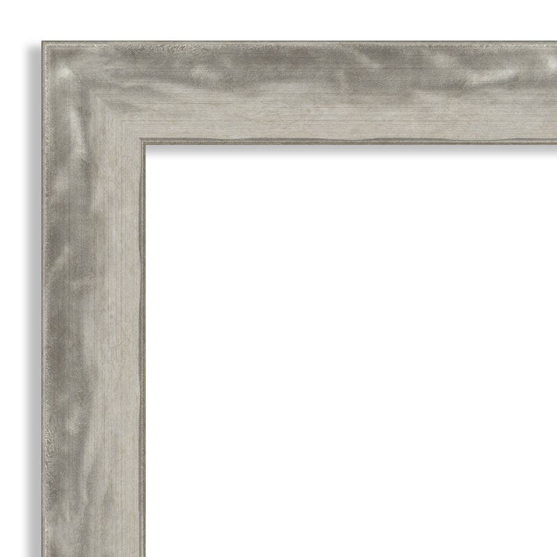 Beveled Bathroom Wall Mirror - Waveline Silver Narrow Frame