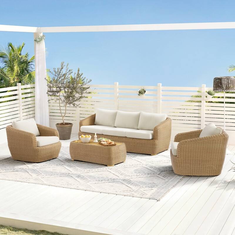 Spruce & Spring Patio Wicker Furniture Set Outdoor Rattan Bistro Set