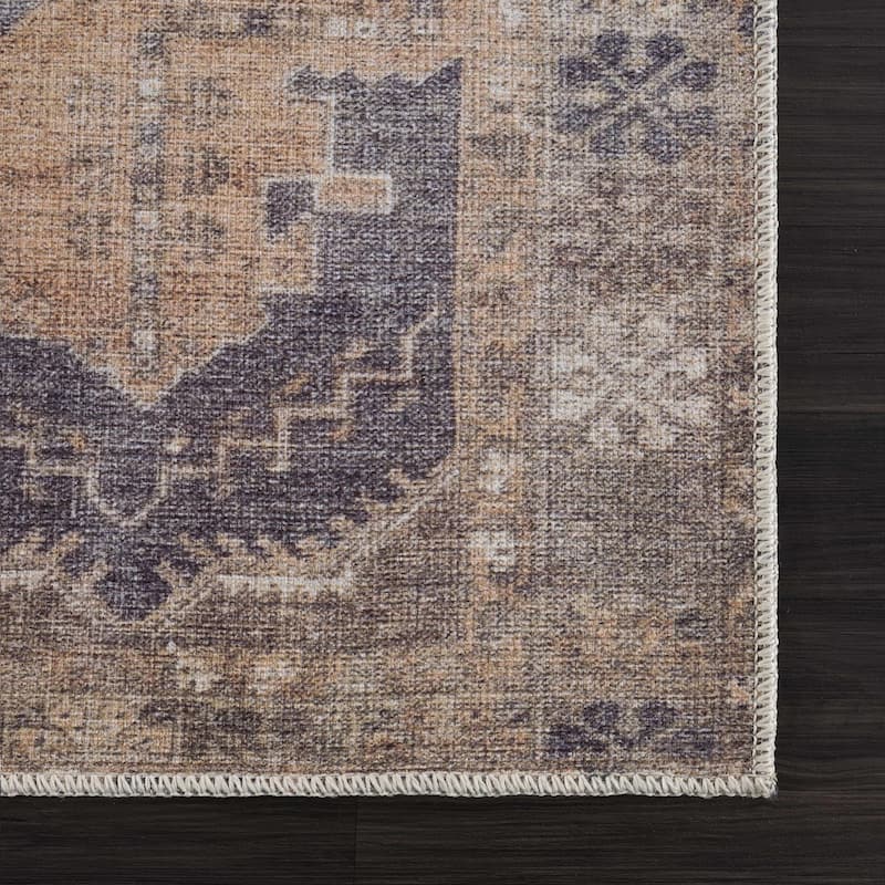 Hauteloom AUY Collection Machine Washable Persian Medallion Area Rug