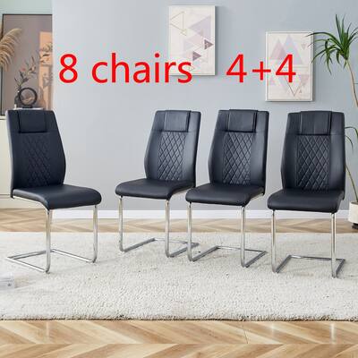 Modern Dining Chairs with Faux Leather Padded Seat,Set of 8