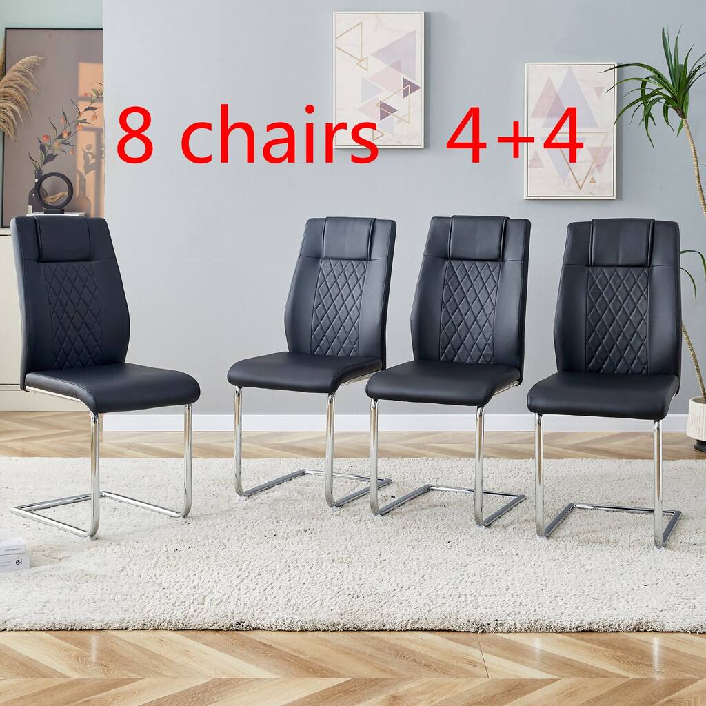 Modern Dining Chairs with Faux Leather Padded Seat,Set of 8