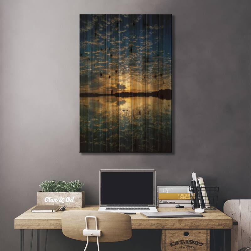 American Alligator In Nine-Mile Pond, Everglades National Park, Florida - Vertical Print On Wood by Tim Fitzharris - Multi-Color