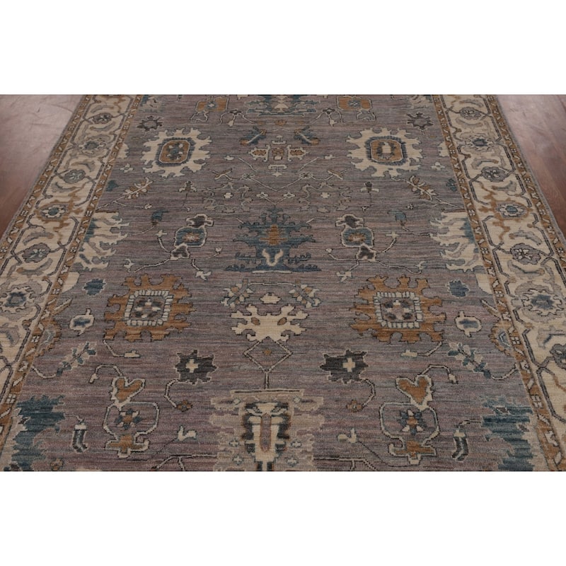 Gray Turkish Oushak Vegetable Dye Area Rug Hand-Knotted Wool Carpet - 5'10"x 8'6"