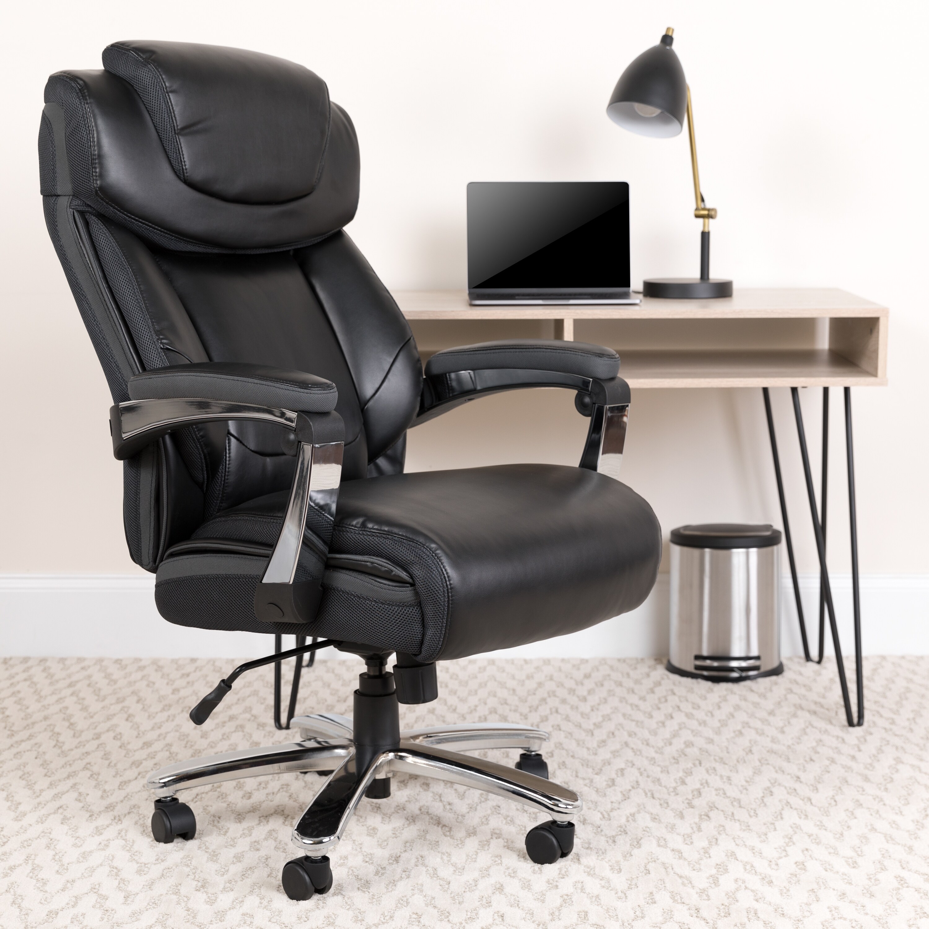 PU Leather Computer Desk Chair with Thick Padding for Comfort and Ergonomic Design for Lumbar Support LCH High Back Executive Office Chair with Adjustable Tilt Angle