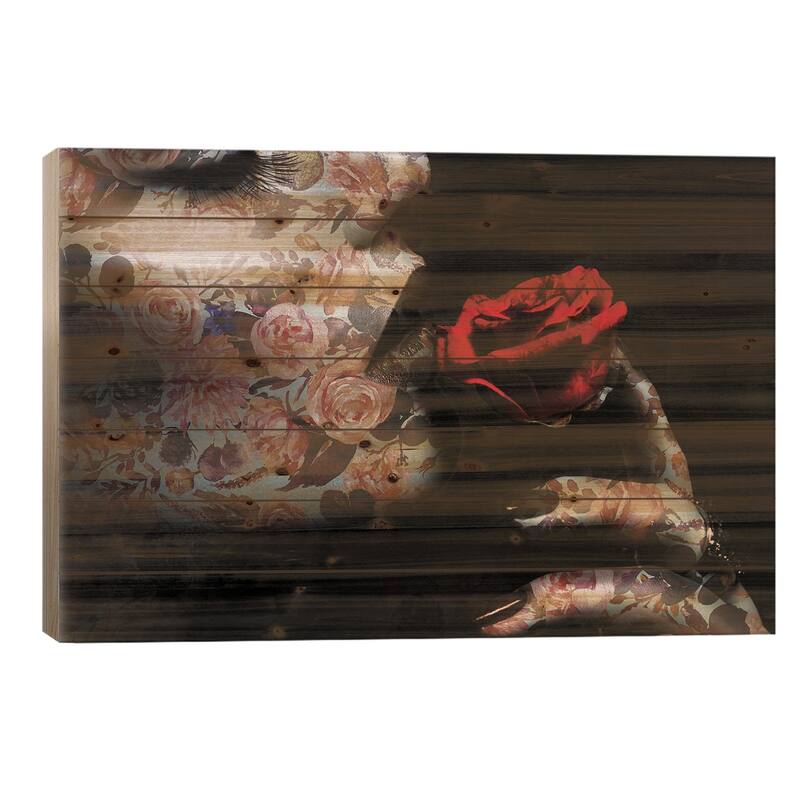 Kiss Print On Wood by Tatiana Amrein - Multi-Color - 26x40x1.5