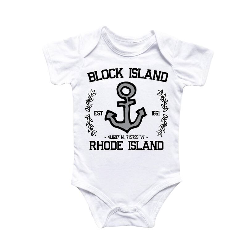 Block Island Rhode Island - Baby Boy Girl Clothes Infant Bodysuit Funny Cute Newborn - Natural - 0-3M