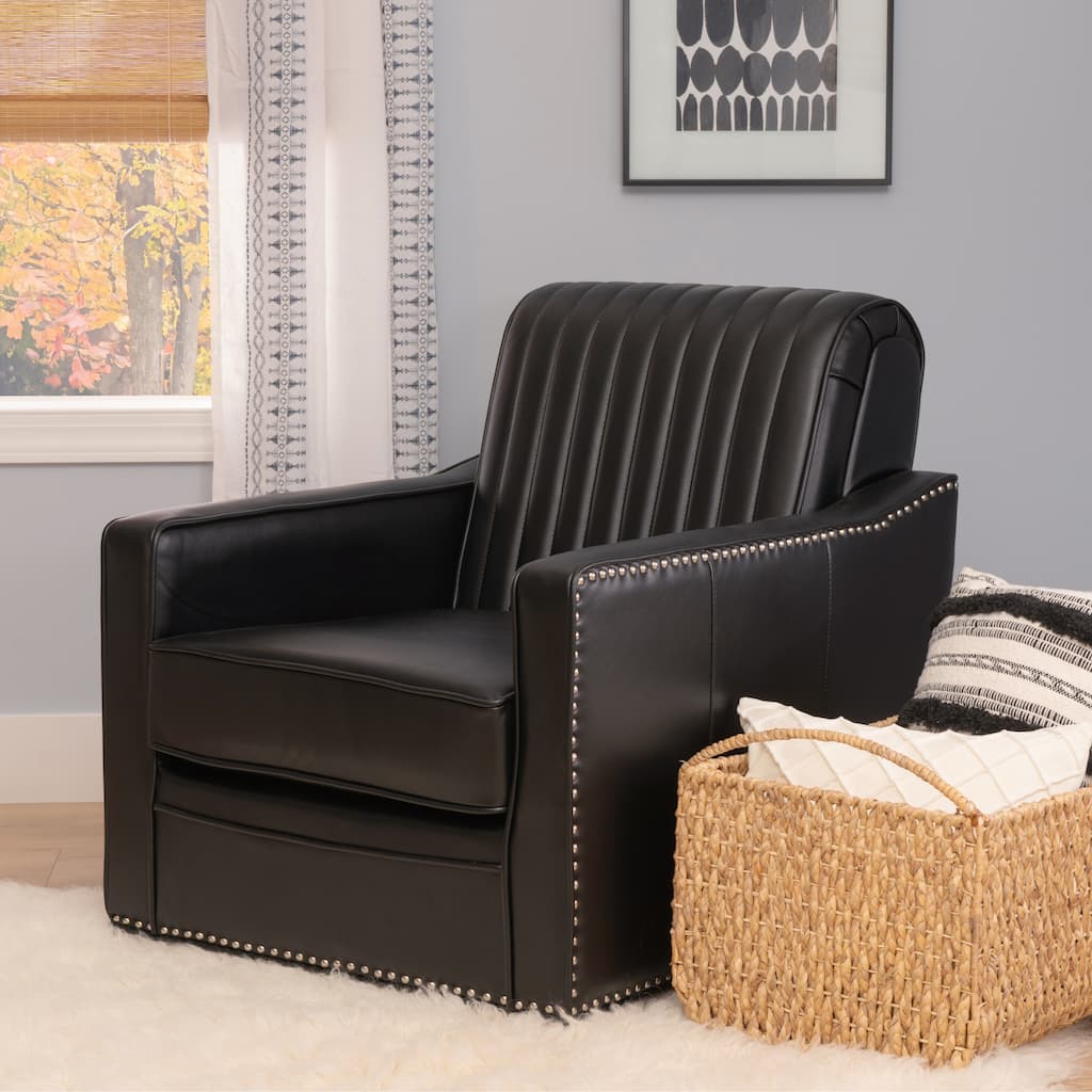 Linon Carlota Faux Leather 360 Swivel Accent Chair