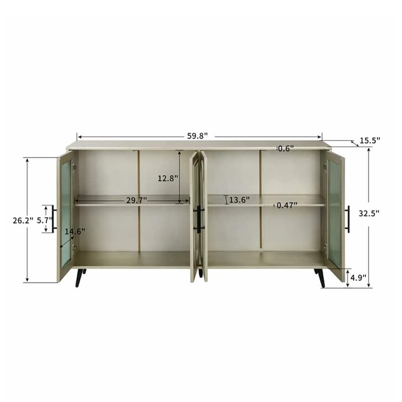 Wood TV Stand with Storage Cabinet and Adjustable Shelves - N/A