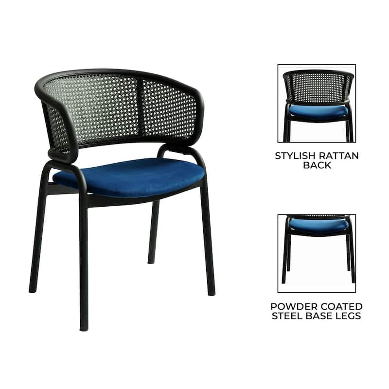 Ervilla Modern Upholstered Dining Chair with Cozy Armchair and Black Iron Legs for Dining Room Kitchen Patio