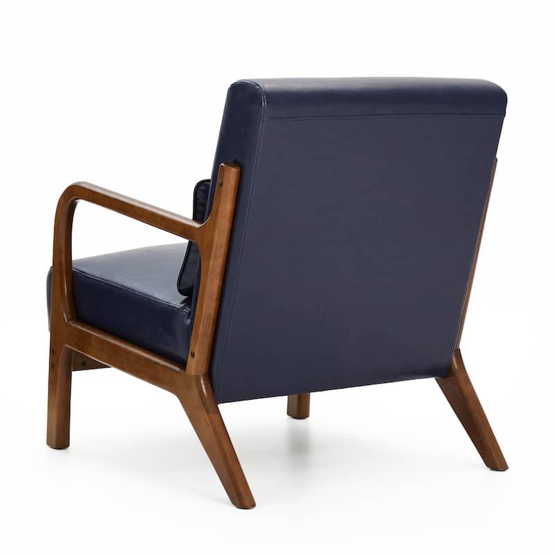 Glitzhome Set of 2 30.75"H Mid-Century Modern PU Leather Accent Chairs with Cushion - 25.75"W x 33.75"D x 30.75"H