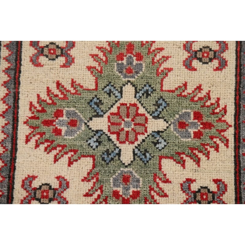 Geometric Kazak Accent Rug Handmade Oriental Wool Carpet - 2'1" x 3'0"