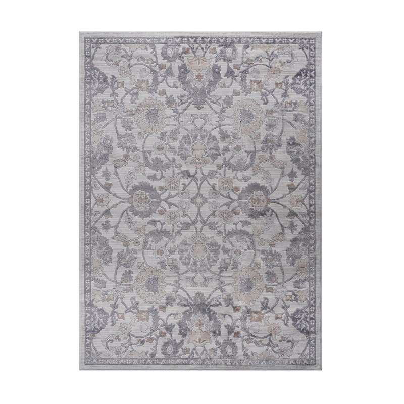 LOOM & LUXE Collection Sand/Ivory/Oriental Non-Shedding Area Rug - 120" D x 93" W x 0.35" H