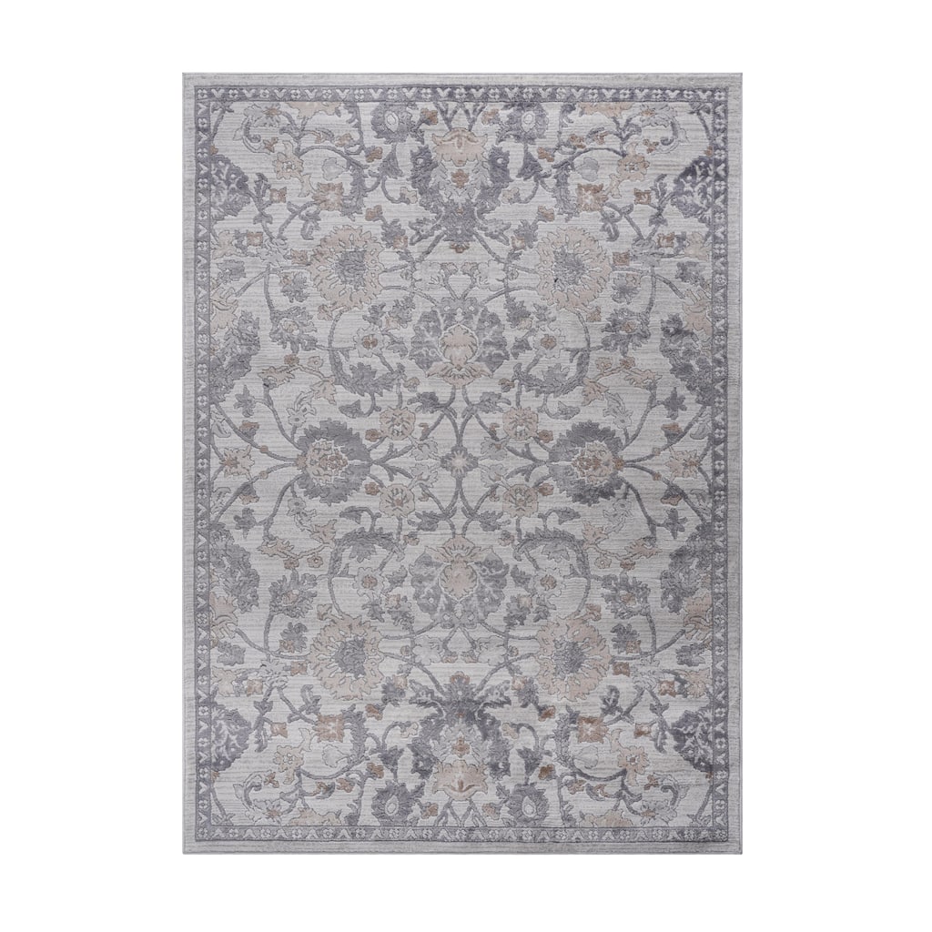 LOOM & LUXE Collection Sand/Ivory/Oriental Non-Shedding Area Rug
