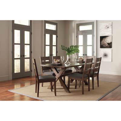 Gawain Grey and Knotty Nutmeg 7-piece Rectangle Dining Set