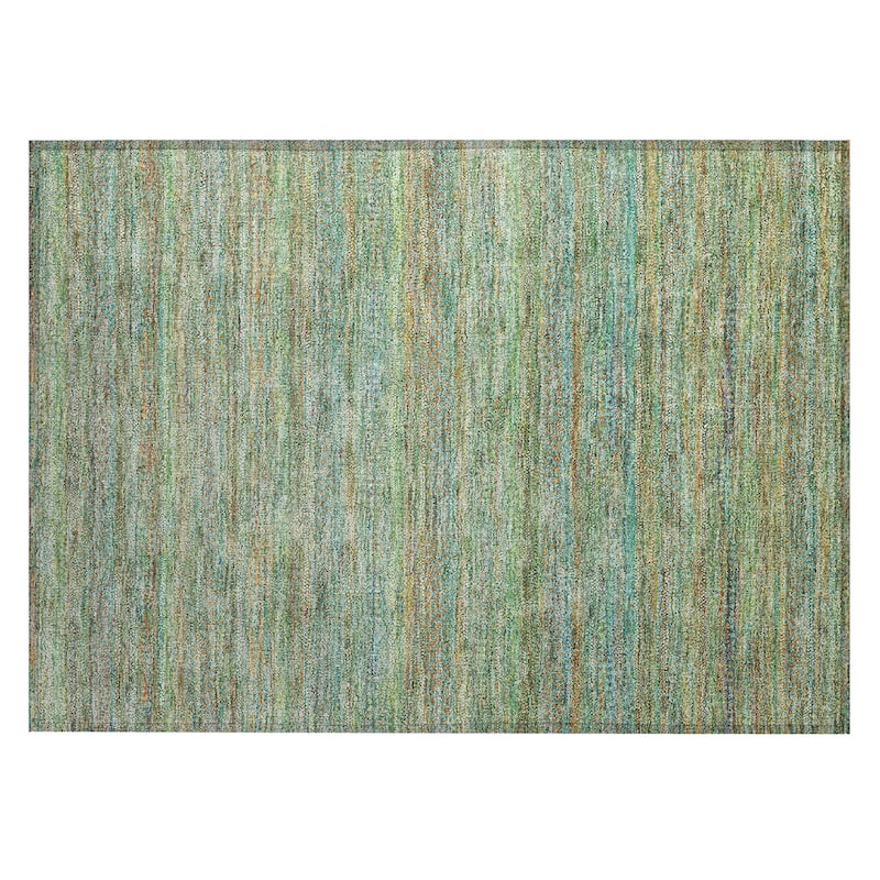 Machine Washable Indoor/Outdoor Modern Stripes Chantille Rug