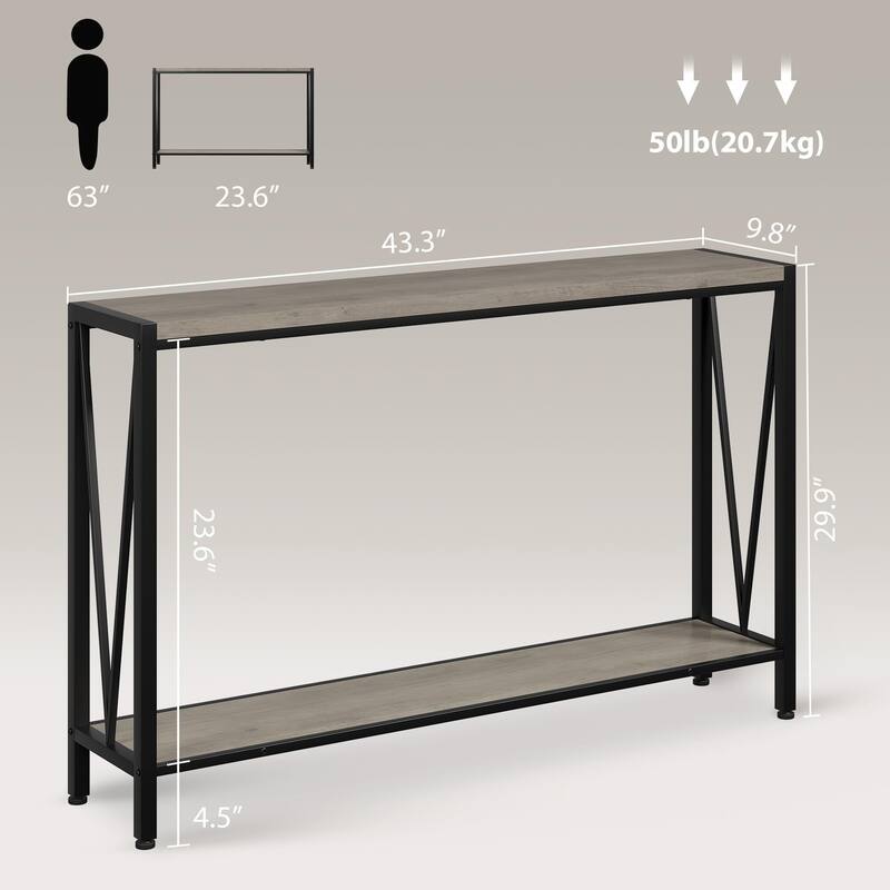 2-Tier Narrow Console Table, Stylish Sofa Side Table for Entryway