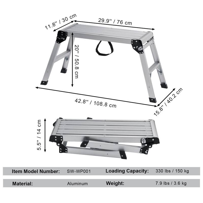UIMOSO Folding Work Platform for Washing Vehicles, Cleaning, Painting, Decorating - 330 lbs 29.9'' x 11.8'' x 20"