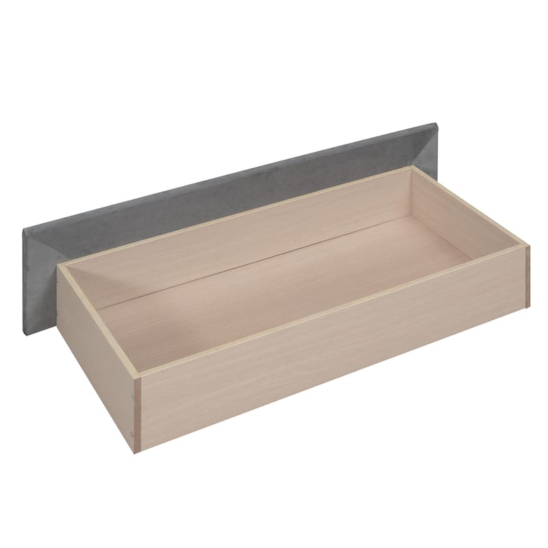 Velvet Upholstered Bed, Twin Size Daybed with 2 Built-in Drawers, 2 Armrests, Backrest and Wood Slat Support